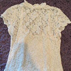 Zara White Lace Short Sleeve Top w/ Attached Tank